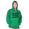 thumbnail image 5 of I'm With Stupid Classic Rude Insult Zip Up Hoodie Men's Women's Brisco Brands X, 5 of 6