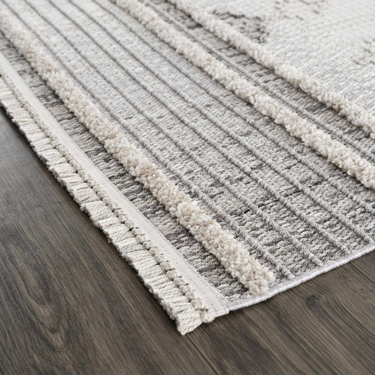 Farmhouse Moroccan Runner Rug,Washable Entry Bath Rug Non-Slip 2x4  Grey/White