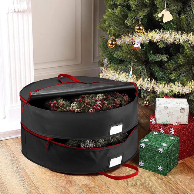 KEINXS Conteneur de Rangement pour Couronne, Sacs de Rangement Empilables pour Couronne de Noël avec Fermeture Éclair et Poignées