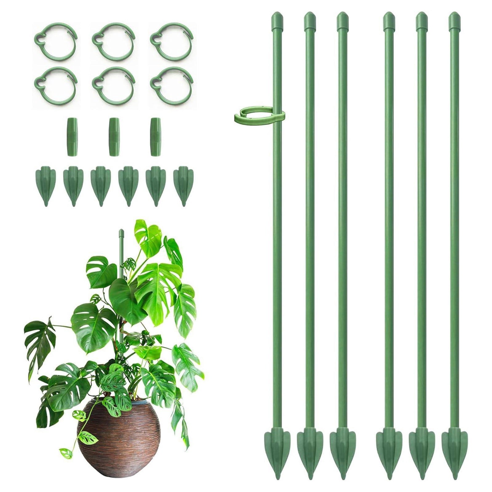 Plant Support Stakes, Plant Sticks Support Tall, Plant Supports for Indoor Plants, Plant Stakes for Indoor Plants with Clips, Garden Plant Pole for Potted Tomato Vegetables 12.83 Inch 1Pcs