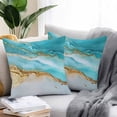 thumbnail image 2 of Abstract Waves Outdoor Pillow Covers Pack of 2 Blue Retro Oil Painting Style Hand-painted Waterproof Throw Pillow Covers Decorative Cushion Cases for Patio Garden Tent Balcony Couch 16x16 inch, 2 of 8
