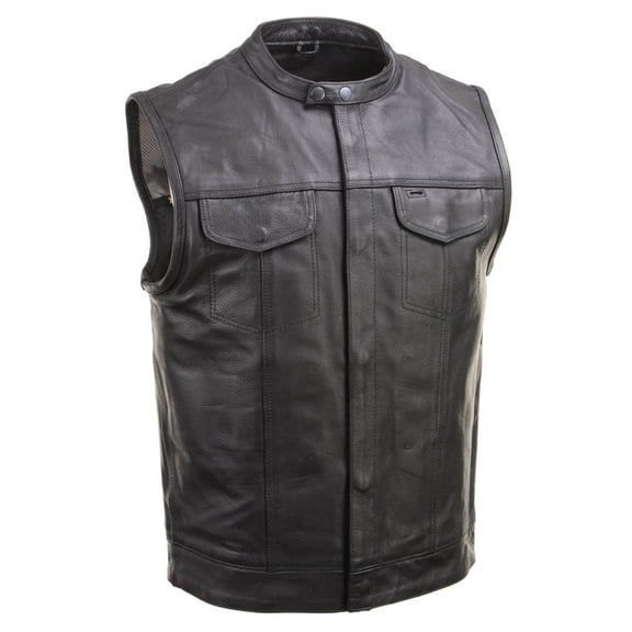 Milwaukee Leather Men's Quick Draw Black Cowhide Leather Motorcycle Vest - LKM3794 XX-Large