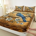 thumbnail image 3 of jejeloiu Ancient Flower Floral Full Size Sheets,Wild Flying Bird Bed Sheets,Blue Brown Sheet Sets For Men Women,Ultra Soft Home Decor,4-Piece, 3 of 7