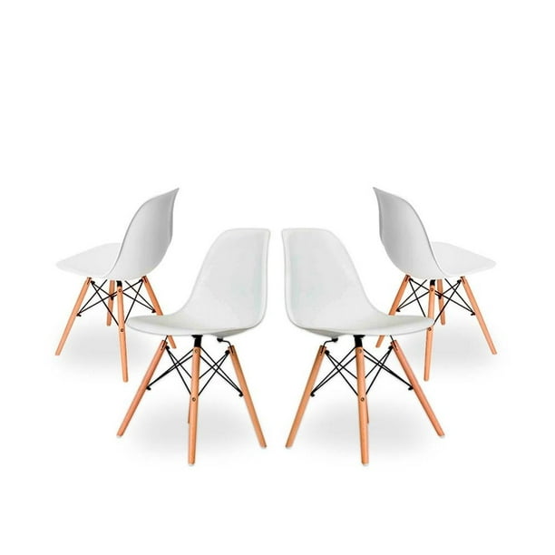 Juego de Sillas Alterego Tipo Eames Blanco 4 Piezas