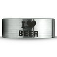 thumbnail image 2 of Tungsten Heart Love Beer Band Ring 8mm Men Women Comfort Fit Brushed Gray Flat Cut Black Polished, 2 of 4