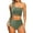 Green, variant on MOSHU One Shoulder Womens Bikini Sets High Waisted Bathing Suits for Women Tie High Cut Swimsuits