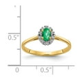 thumbnail image 3 of 14K Yellow Gold Ring Band Gemstone Emerald Oval Green Diamond Round, Size 8, 3 of 3