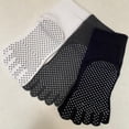 thumbnail image 4 of Couver Cotton Unisex No Skid No Slip Sole Yoga 5 fingers Toed Socks(Length:Ankle), White Medium, 4 of 8