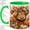 Green, variant on Autumn Highland Cow 11oz Accent Mug, Ceramic Coffee Cup Glossy ceramic mug with double-sided autumn cow artwork for daily coffee or tea