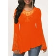 thumbnail image 1 of Chemises à Manches Longues en Dentelle pour Femmes, Col Rond, Blouses Irrégulières, 1 of 1