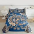 thumbnail image 2 of Homewish Blue Paisley Print Bedding Comforter Set for Adult, Vintage Damask Flower Twin Comforter Sets, Southwestern Theme Reversible Bedding Set, Microfiber Bedroom Decor, 2-Piece, 2 of 8