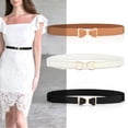 thumbnail image 3 of 3 Pieces Thin Women's Waist Belts, Thin Elastic Bow Belts for Dresses, 3 Colours, 68*3cm - Black+White+Brown, 3 of 5