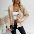 thumbnail image 7 of Feancey Women's Open Front Cardigan Sweaters 2024 Winter Chunky Knitted Jackets Fashion Cropped Button Sweater Shirts Dressy Casual Office Cardigans Deal of The Day Khaki L, 7 of 7