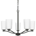 thumbnail image 6 of Progress Lighting Adley 5-Light Chandelier, Matte Black, Etched White Glass Shades, 6 of 15