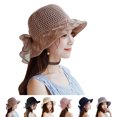 thumbnail image 3 of Guardurnaity Sombrero de paja con lazo, tejido ahuecado hecho a mano, cinta parasol para mujer, accesorios de verano Sombreros Negro Guardurnaity PS16021-02, 3 of 6