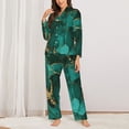 thumbnail image 2 of Fotbe Green Gold Glitter Pattern Long Sleeve Pajama Set for Women,Sleepwear Set,2-piece Loungewear Set,Soft PJs Comfy Nightwear with Pockets -Medium, 2 of 7