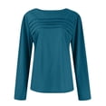 thumbnail image 5 of LISTHA Long Sleeve Shirts for Women Dressy Pleated Tunic Tops Crew Neck 2025 Tops Fashion Casual Blouses Green L, 5 of 6