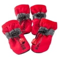 thumbnail image 1 of asddcavvf Dog Shoes Protector 4pcs Cozy Dogs Boots With Soft Sole Dog Harness for Leash Double Rhinestone Choker, 1 of 7