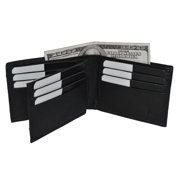 Leatherboss Genuine Leather Bifold Wallet with a Middle Flap and Outside ID Window