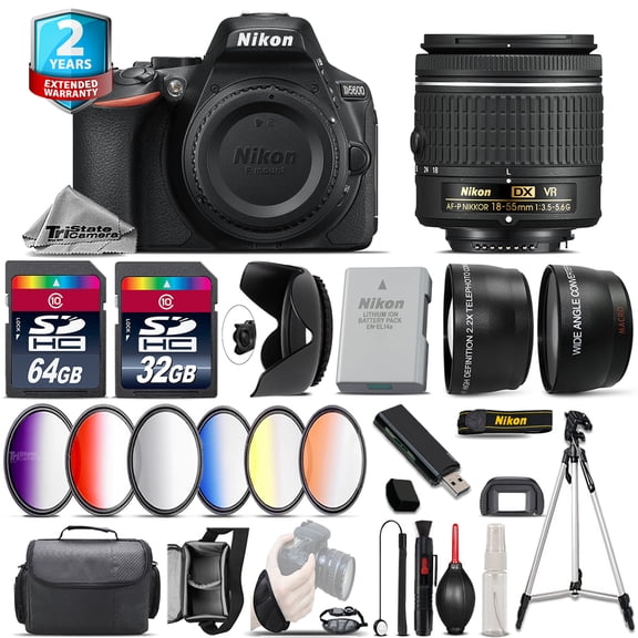 Nikon D5600 DSLR Camera + AF-P 18-55mm VR + 6PC Graduated Filter - 96GB Bundle