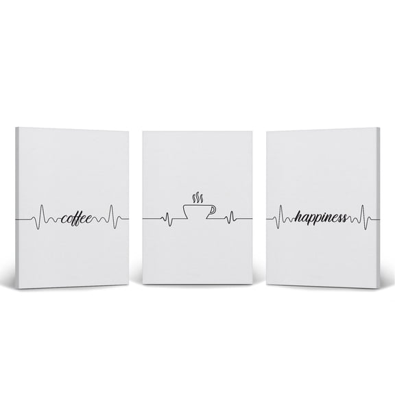 Smile Art Design Coffee Line Art 3 Panel Canvas Print Set Coffee Sign Wall Art Kitchen Decor Quote Inspirational Gift Farmhouse Decor Restaurant Office Coffee Shop Dining Room (12x8)x3