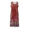 thumbnail image 3 of WILLBEST Vestido Largo Informal De Verano Para Mujer, Estampado, Sin Mangas, Hasta La Rodilla, Para Playa, Cuello Redondo, Con Bolsillos, Para Vacaciones, Viajes Y Uso Diario., 3 of 3