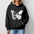thumbnail image 2 of RUTAYY Women's Hoodies Butterfly Print Casual Loose Fit Long Sleeve with Drawstring Pockets Pullover Streetwear Autumn Outerwear Hooded Sweatshirt Black, 2 of 4