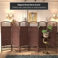 thumbnail image 2 of Red Lantern 4 ft Short Fiber Weave Folding Room Divider Screen with Dark Red 6 Panels, 2 of 7