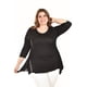 thumbnail image 4 of Blusa asimetrica con detalles de encaje Roman Fashion /Tallas Extras, 274 (Negro) negro 38, 4 of 6