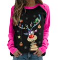 thumbnail image 1 of Costumes de Noël en Liquidation Col Rond Mode Décontractée Manches Longues Chandail en Molleton Imprimé de Noël Blouse Chandail en Molleton Surdimensionné pour Femmes, 1 of 3