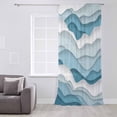 thumbnail image 3 of Blue Ombre Semi Sheer Curtains Drapes for Living Room, Bedroom, French Doors Window 63 Inches Long, Modern Geometric Moire Abstract Art Rod Pocket Chiffon Curtain Drapery Voile Draperies Panel, 3 of 6