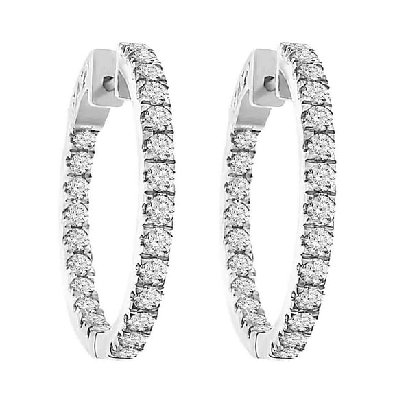 Bellano Women's Hoop Earrings 2.00Ct Round Diamond 14K White Gold (Si Quality)