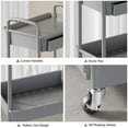 thumbnail image 3 of LLMRR 4 Tier Rolling Utility Cart with Drawer, Cart with Drawer & Handle, Bathroom Cart Organizer, Rolling Storage Cart with Drawer, Rolling Cart with Lockable Wheels for Kitchen, Office, Grey, 3 of 9