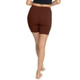 thumbnail image 3 of Stretch Is Comfort Women's Cotton Biker Shorts Brown Medium, 3 of 6