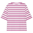 thumbnail image 6 of WQQZJJ Teen Girls T-shirt, Loose Short Sleeve Tops Striped Crew Neck Shirt Summer Casual Fashion Home Clothing, 6 of 7
