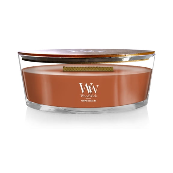 WoodWick Scented Ellipse Candle, Crackles as it Burns, Pumpkin Praline, 16oz