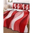 thumbnail image 3 of Quilts Twin Size Bedding Set, Red Striped Lightweight Quilted Comforter, Modern Gradient Geometric Ripple Stripes Soft Reversible Bedspread Coverlet with Pillow Covers for All Season, 68" x 86", 3 of 7