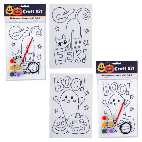 Paint Your Own Halloween Canvas Hanging Craft Kit - Makes 2