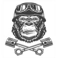 thumbnail image 3 of Ambesonne Gorilla Duvet Cover Sets, Vintage Style Serious Biker, 2-King, Dark Grey White, 3 of 7
