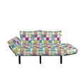 thumbnail image 2 of Vintage Futon Couch, Patchwork Pattern with Polka Dots and Stripes on Blue Toned Background Colorful, Daybed with Metal Frame Upholstered Sofa for Living Dorm, Loveseat, Multicolor, by Ambesonne, 2 of 4