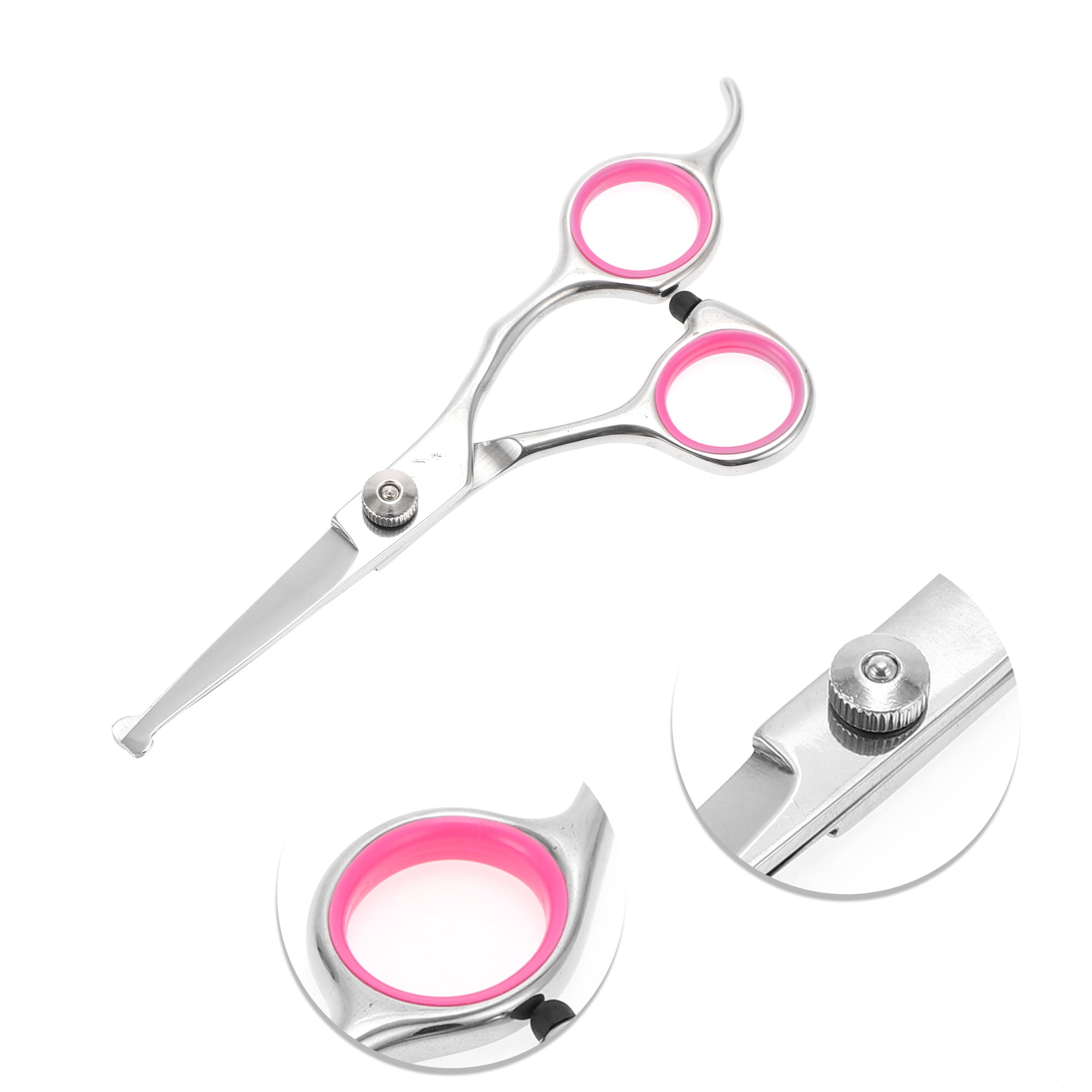Unique Bargains 1 Pc Round Head Dog Grooming Scissors for Pets 5 Inches Silver Tone Pink