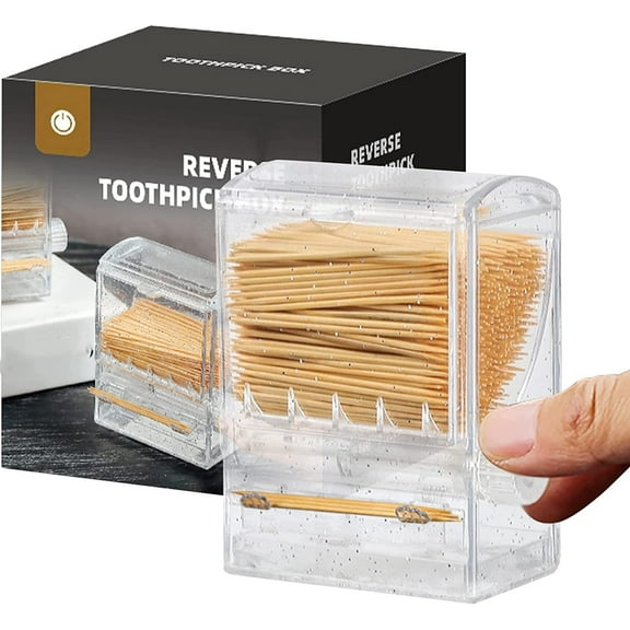 Acrylic Automatic Toothpick Dispenser, Trianu Clear Creative Toothpick Holder Dispenser, Sturdy Safe Container Toothpick Storage Box for Kitchen Home Restaurant Table Party
