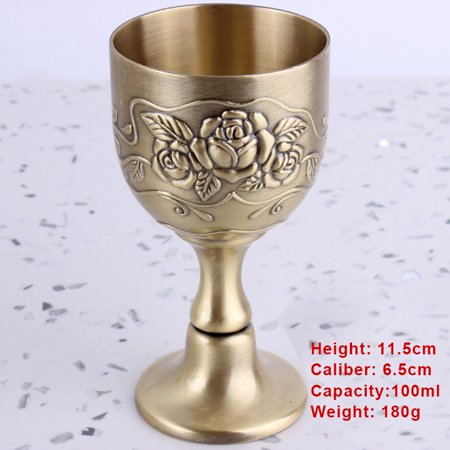 

Homeex European Style Three-dimensional Carved Handmade Copperware Crafts Wine Set Copper Wine Glass Mini Goblet White Wine Glass Brass Large