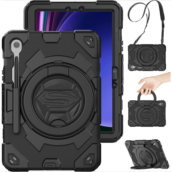 Case for Samsung Galaxy Tab S10 Lite/ S10 FE/ S9 FE/ S9: Heavy Duty Protection with Screen Protector, Pen Holder