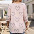 thumbnail image 4 of ClodeEU Women's Plus Size Printed Crewneck 3/4 Sleeve Top with Ruffle Trim and Smocked ,Casual Loose Blouse Pink,Womens Plus XXXXXL, 4 of 7