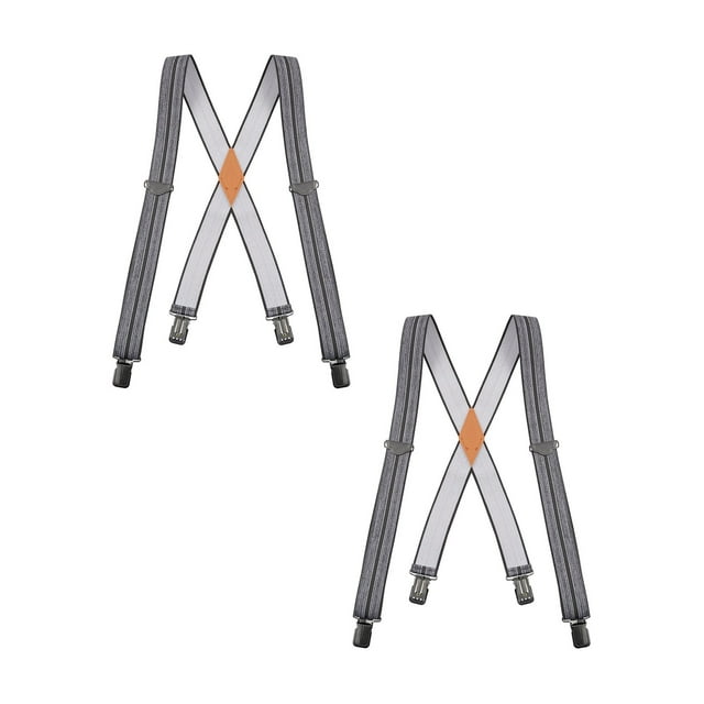 Buyless Fashion 2 pack Suspenders for Men - 48" Adjustable Straps 1 1/4" - X Back With Black Clips