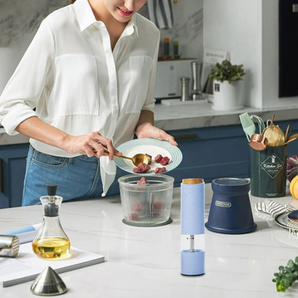 Lloopyting 1X Environmentally Friendly Electric Salt And Pepper Crusher Clearance! Environmentally Friendly Electric Salt And Pepper Grinder Blue Hand Mixer Blenders For Kitchen,Kitchen Decor