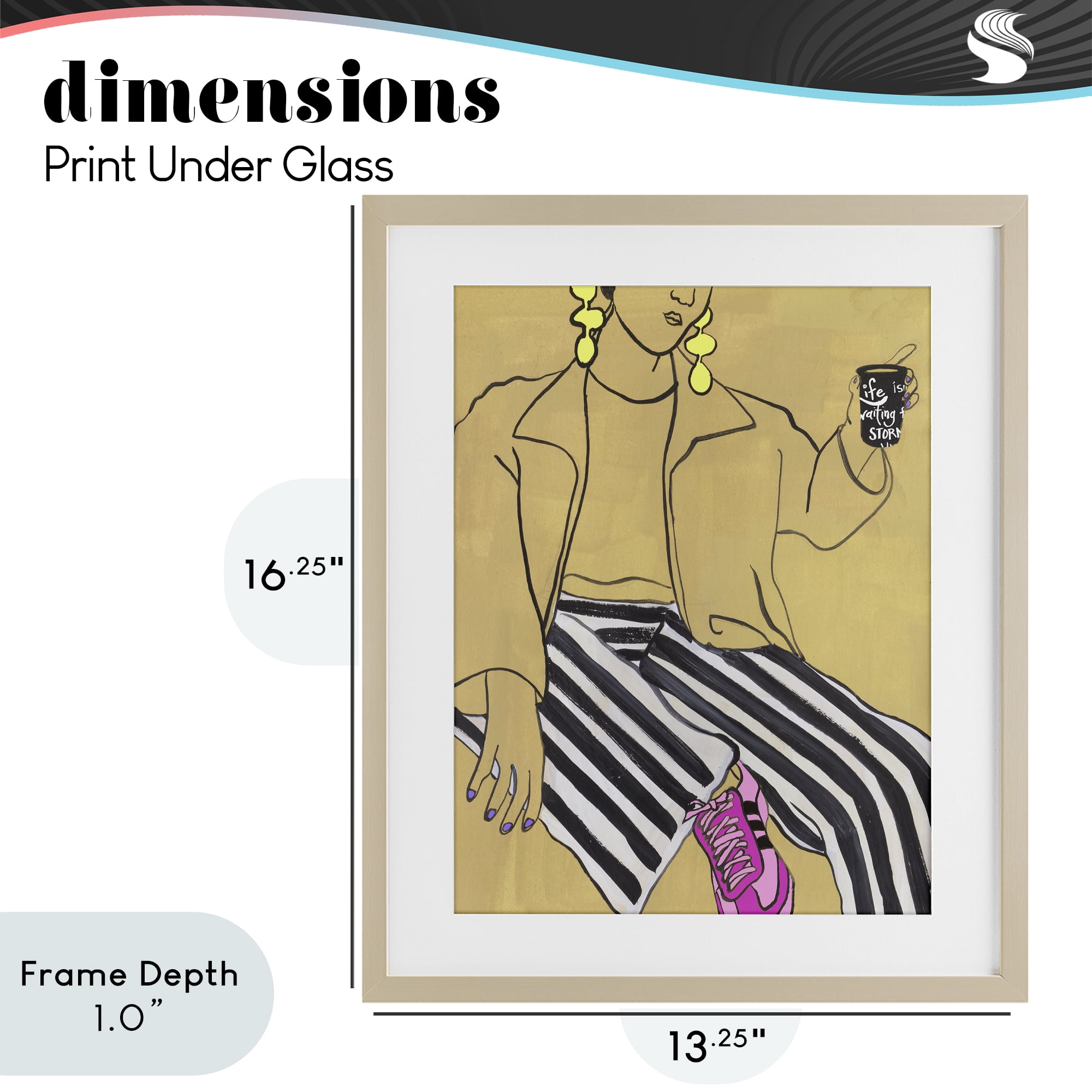 Stupell Industries Fashion Girl in Stripes Birch Framed Print Under Glass, design by Melissa Wang