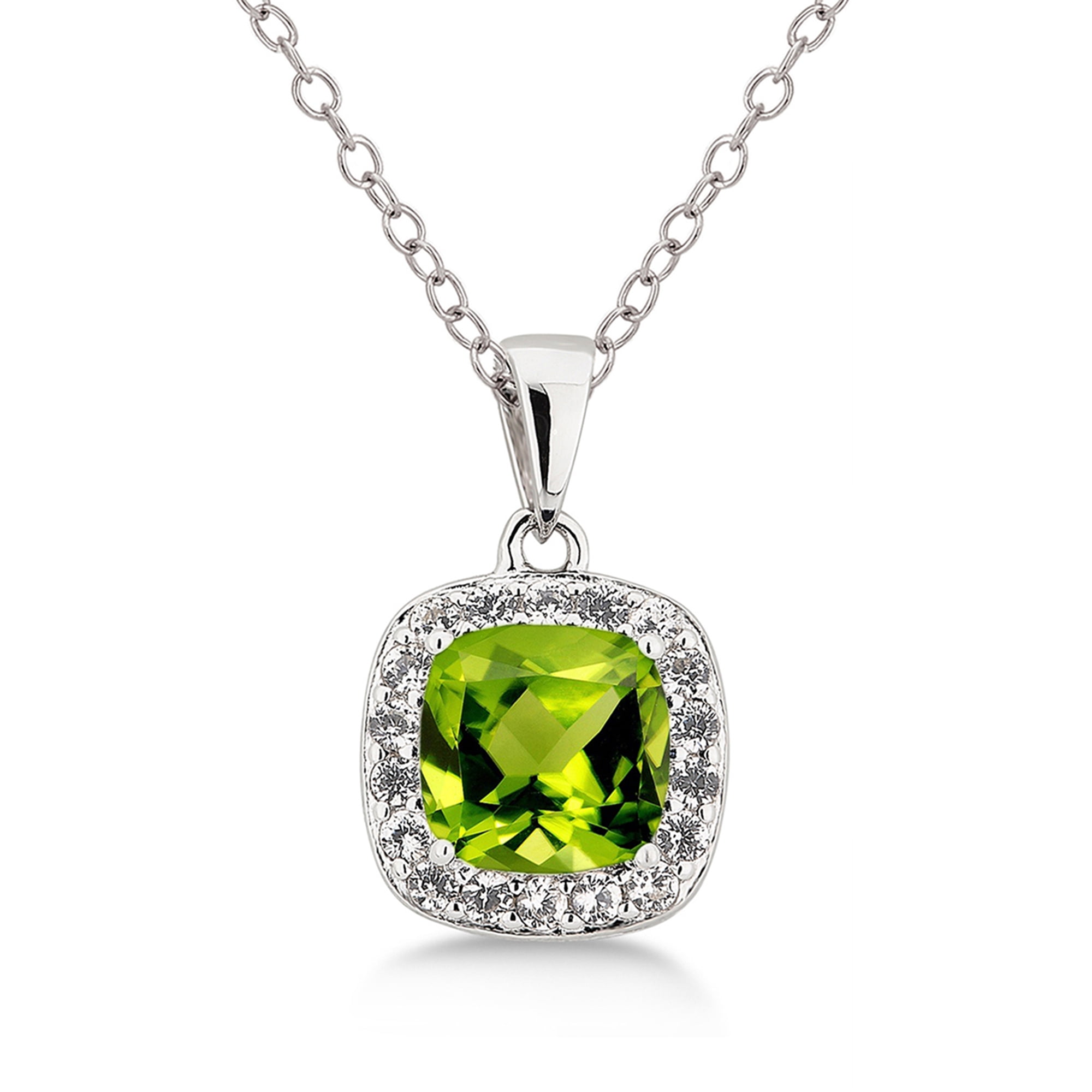 Diam accent, Created Peridot & White Sapphire Sterling Silver 3 pcs Jewelry Set