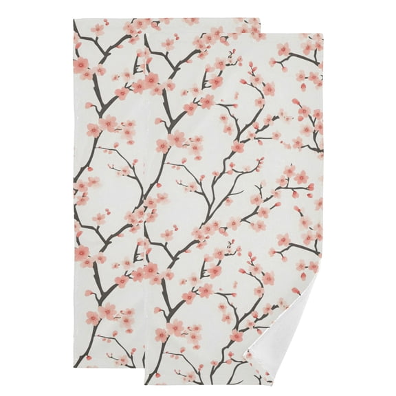 Simple Cherry Blossom Hand Towel Absorbent Bath Towels for Bathroom Sports Gym(28.3" X 14.4") Set of 2